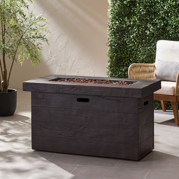 English Elm Custer Outdoor Rectangular Mgo Fire Pit 50000 Btu Patio Entertaining Table 61102.00BRN-50K