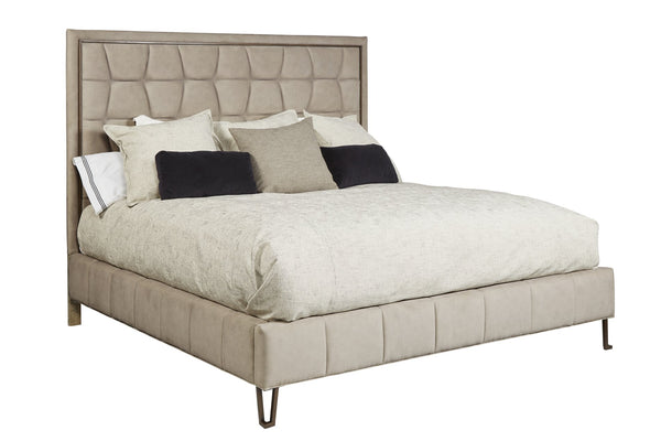 A.R.T. Furniture Tamarac Queen Upholstered Bed - Modern Elegance In Dusky Brindle With Stylish Metal Hairpin Legs Beige, Beige Material, Parawood Solids And Oak Veneer 267125-2352