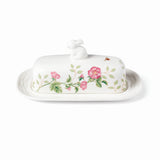 Butterfly Meadow Bunny Porcelain Butter Dish - Hand Wash, Floral Design, 7.75