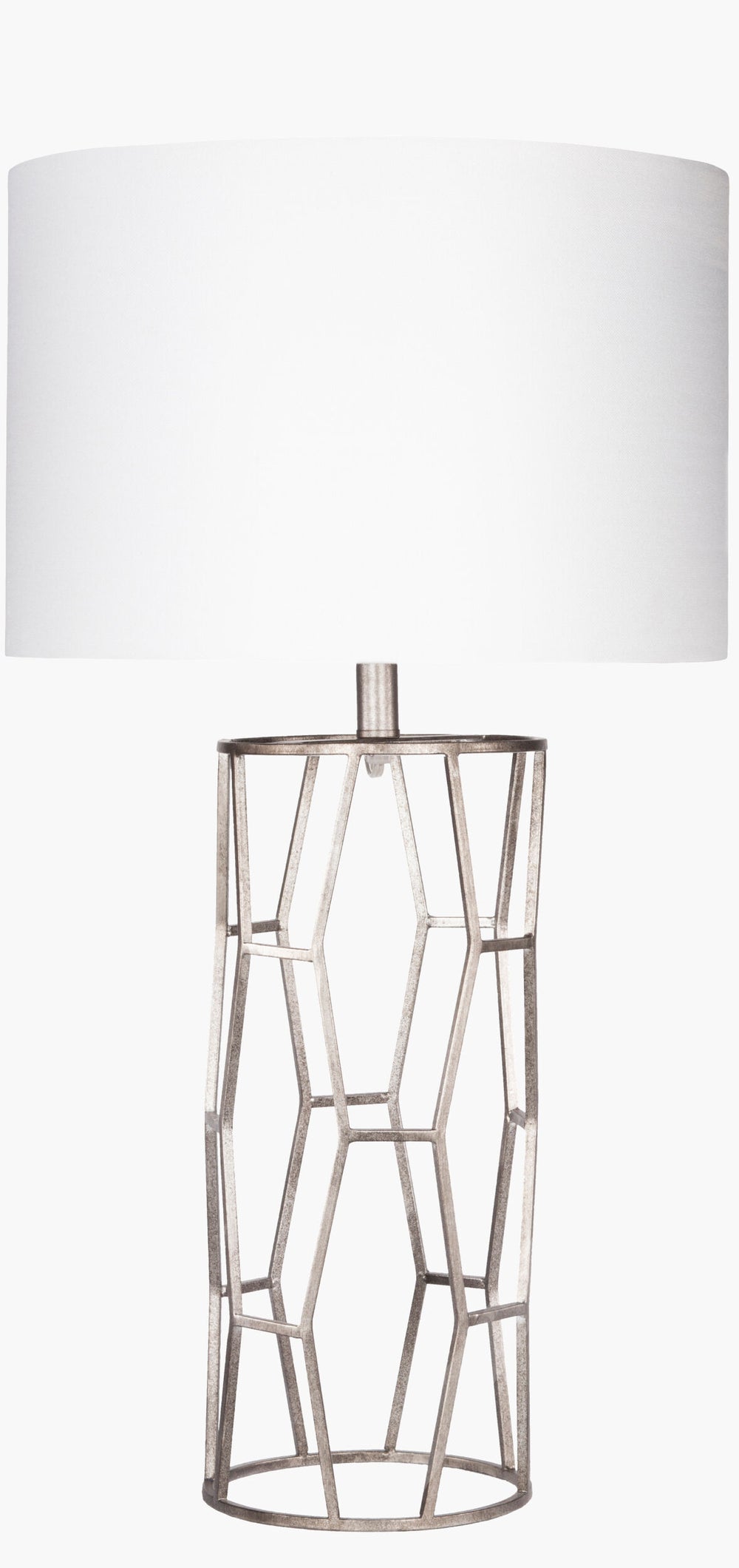 Surya Gavin Modern Accent Table Lamp - 30"H Stylish Linen & Metal Design For Home Décor Revitalization Body, Metallic ,Silver,Finial, Metallic ,Silver,Harp, Metallic ,Nickel Iron,Linen Gvlp-001