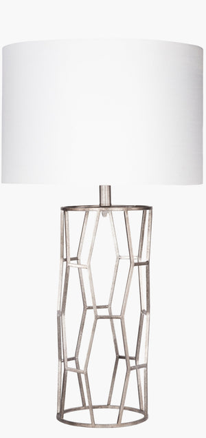 Surya Gavin Modern Accent Table Lamp - 30"H Stylish Linen & Metal Design For Home Décor Revitalization Body, Metallic ,Silver,Finial, Metallic ,Silver,Harp, Metallic ,Nickel Iron,Linen Gvlp-001