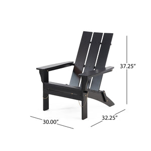 English Elm Zuma Solid Acacia Foldable Adirondack Chair Rustic Outdoor Lounger for Deck or Patio Black 68319.00BLK