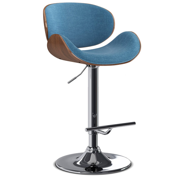 English Elm Marana - Stylish Adjustable Swivel Bar Stool In Blue Linen For Modern Homes & Entertaining Spaces B136P158924