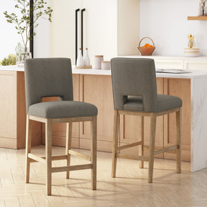 English Elm Christopher Knight Home® - BARSTOOL Grey Fabric Upholstered Padded Seat with Sturdy Eco Wooden Frame — Comfortable Durable Design 73531.00DPGRY