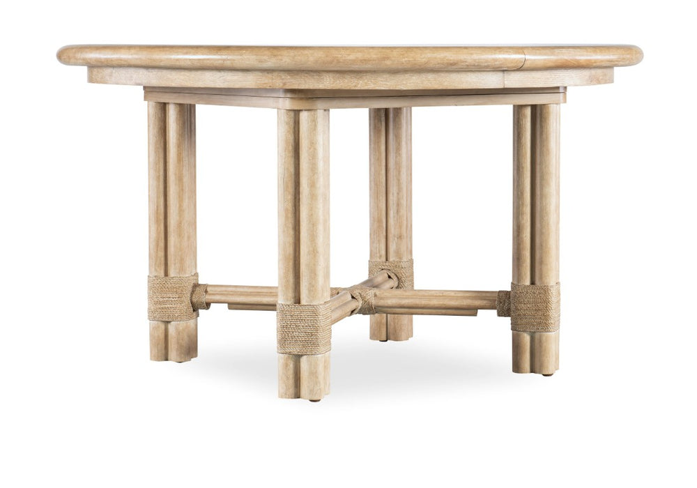 Hooker Furniture Retreat Pole Rattan Dining Table With 20" Extendable Leaf, Dune Oak Veneer, Coastal Style Appeal Light Wood 6950-75201-80