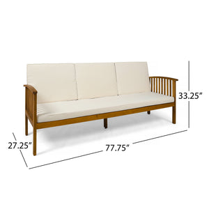 English Elm Casa Outdoor 3 Seat Acacia Hardwood Sofa with Weather Resistant Cushioned Patio Seating 63652.00