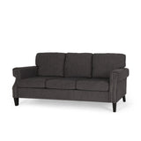 Christopher Knight Home® - Noble House - Burkehaven Contemporary Fabric 3 Seater Sofa with Nailhead Trim