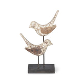 Carved Wood Songbird Duo On Stand EAB36109 Park Hill