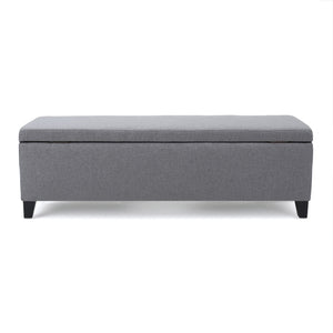 English Elm Ottoman Bench Seat with Lift Top Hidden Storage Polyester Upholstered Entryway Piece Grey 60159.00GRY