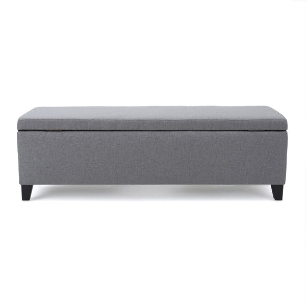 English Elm Ottoman Bench Seat with Lift Top Hidden Storage Polyester Upholstered Entryway Piece Grey 60159.00GRY