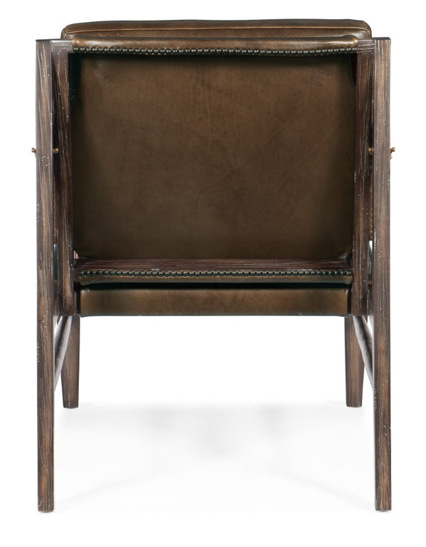 Hooker Furniture Sabi Sling Chair In Legendary Taupe Aniline Leather With Dark Wood Frame & Nailhead Trim, 34.5"L CC530-082