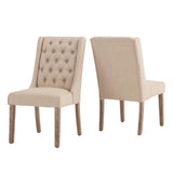 Homelegance By Top-Line Griffin Tufted Linen Upholstered Side Chairs (Set of 2) Beige Rubberwood