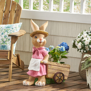 Christopher Knight Home® - Noble House - Wallen Outdoor Decorative Rabbit Planter, Pink and Brown