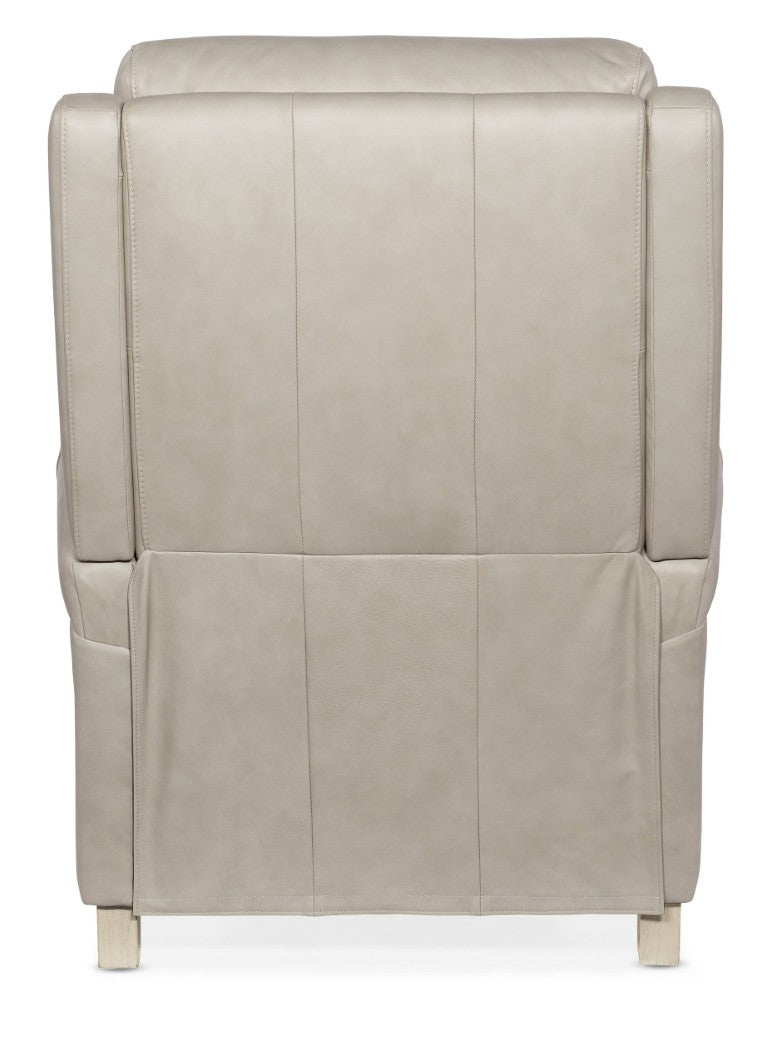 Hooker Furniture Hurley Luxe Power Recliner With Top-Grain Dove Leather, Motorized Headrest, Usb Port & Style Beige RC100-PH-090