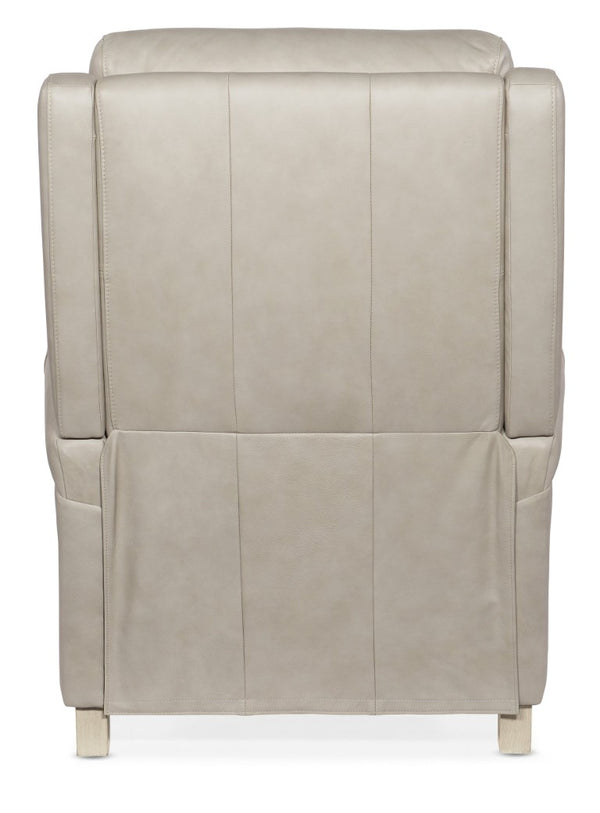 Hooker Furniture Hurley Luxe Power Recliner With Top-Grain Dove Leather, Motorized Headrest, Usb Port & Style Beige RC100-PH-090