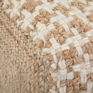 English Elm Cullen Handcrafted Cube Pouf in Natural Beige – Woven Cotton, Wool & Jute, Supportive Dense Fill, Versatile Accent Seat B136P159297