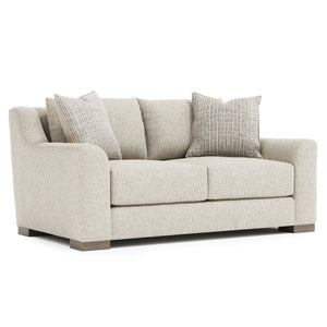 Bernhardt Bernhardt Gabi Loveseat — Made-To-Order Curved Fabric Sofa With Deep Cushions, Knife-Edge Backs, Wood Feet P7085A