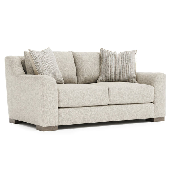 Bernhardt Bernhardt Gabi Loveseat — Made-To-Order Curved Fabric Sofa With Deep Cushions, Knife-Edge Backs, Wood Feet P7085A