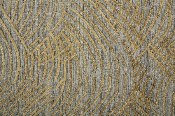 Feizy Rugs Taunton Hand-woven Viscose/Wool Rug - Elegant High-low Pile With Abstract Design For Modern Homes Gold,Gray Viscose,Wool T17t8007gld000e10