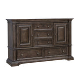 Pulaski Furniture Woodbury 5-Drawer, 2 Cabinet Dresser & Mirror Set P351-BR-K7-PULASKI