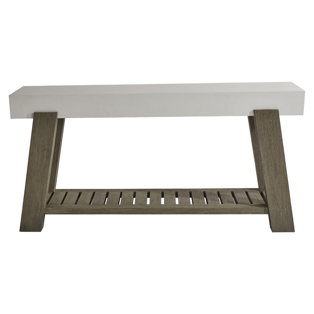 Bernhardt Bernhardt Rochelle Outdoor Console Table With Grc Quarry Top, Weathered Teak Base & Lower Shelf (68") K1831