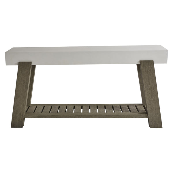 Bernhardt Bernhardt Rochelle Outdoor Console Table With Grc Quarry Top, Weathered Teak Base & Lower Shelf (68") K1831