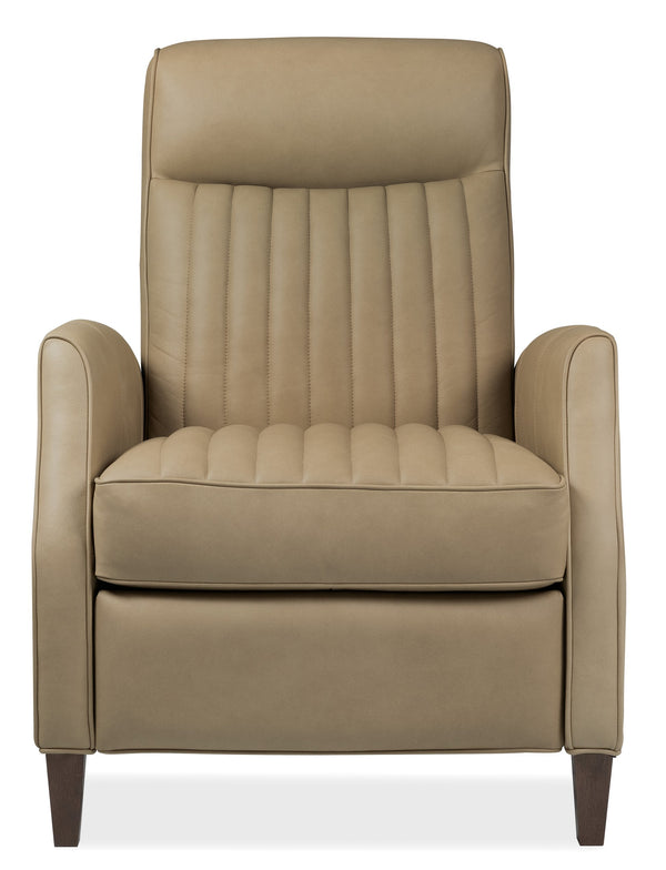 Hooker Furniture Denver Top Grain Leather Manual Recliner with Channeled Cushioning and Tapered Wood Legs RC843-PB-081