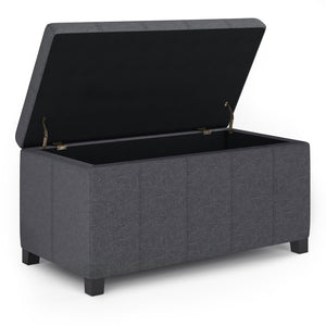 English Elm Dover Storage Ottoman Bench - Contemporary Slate Grey Upholstered Seating With Hidden Storage B136P159044