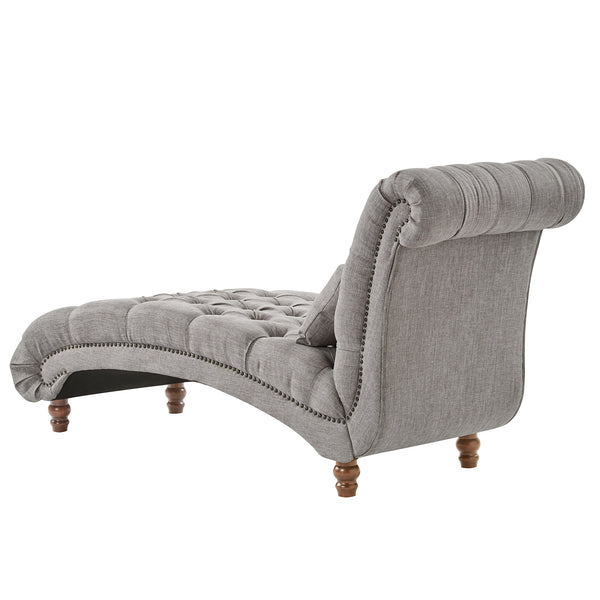 Homelegance By Top-Line Pietro Tufted Oversized Chaise Lounge Grey Linen