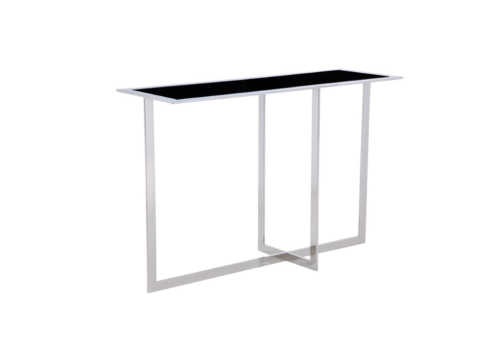 Pasargad Luxe Faux Marble & Steel Console Table – Modern Elegance For Your Home Décor Needs Black Glass & Steel Gg-1028