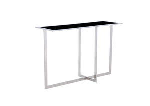 Pasargad Luxe Faux Marble & Steel Console Table – Modern Elegance For Your Home Décor Needs Black Glass & Steel Gg-1028