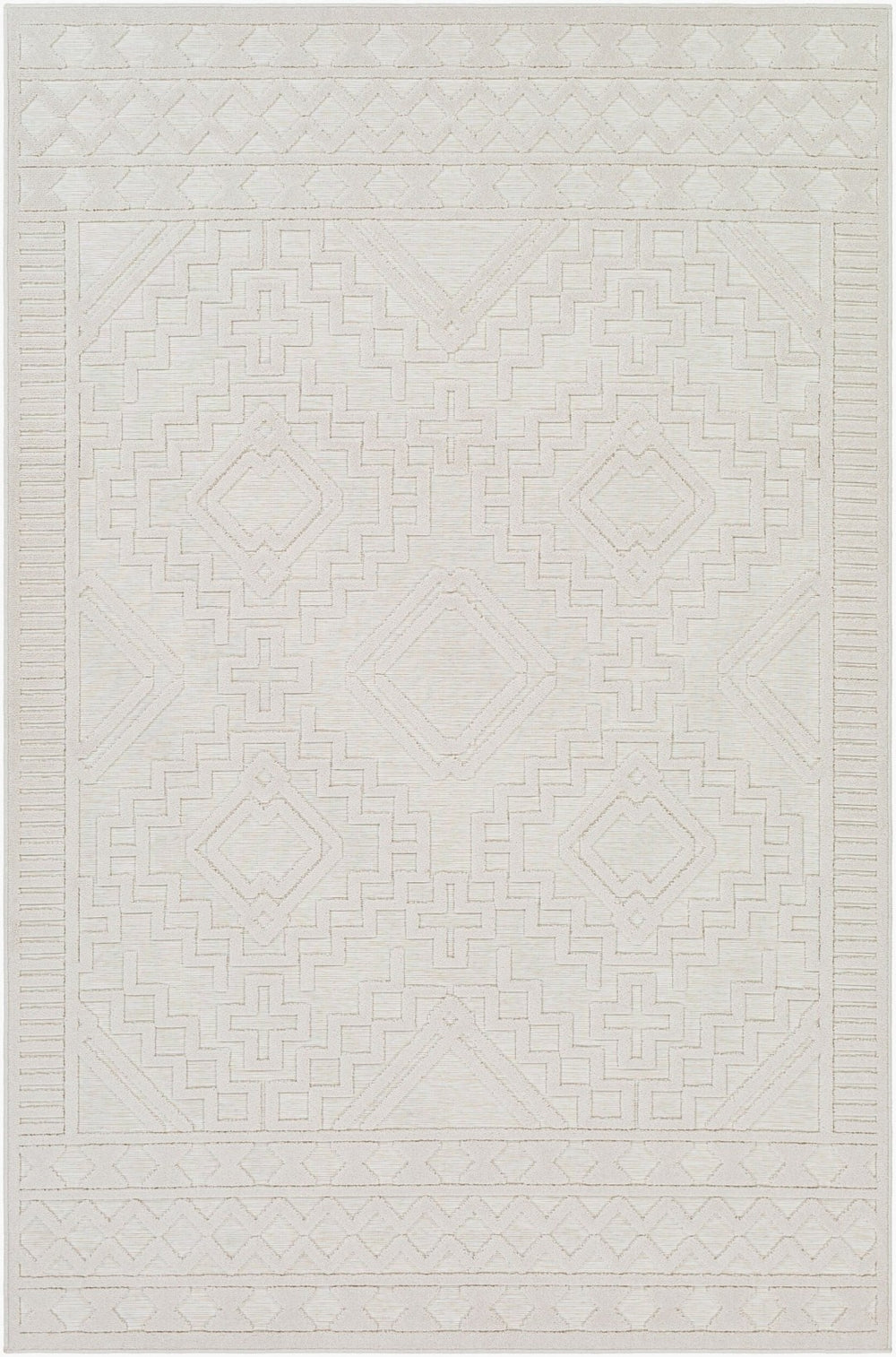 Livabliss Greenwich Bohemian Global Machine Woven Polypropylene Rug for Entryways and Small Spaces Beige 6'5" x 9' GWC2303-679