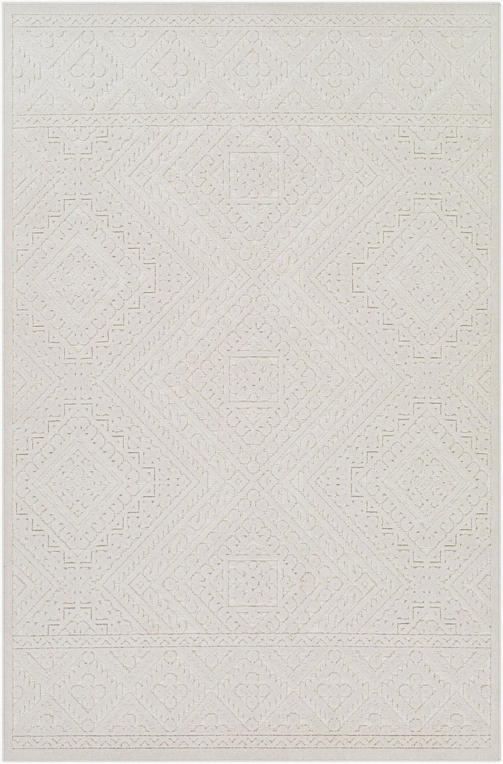 Livabliss Greenwich Global Pattern Polypropylene Rug with High Low Texture for Indoor Outdoor Use Beige 9' x 12' GWC2304-9212