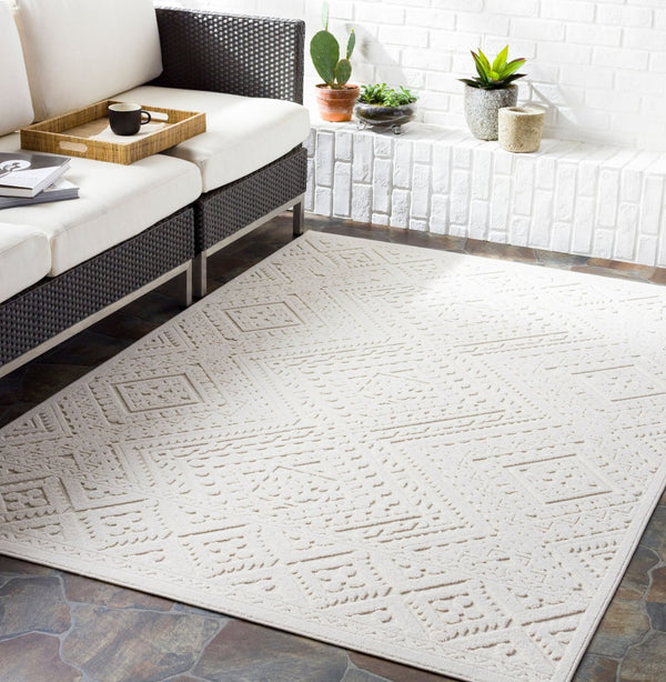 Livabliss Greenwich Global Pattern Polypropylene Rug with High Low Texture for Indoor Outdoor Use Beige 7'9" x 10' GWC2304-71010