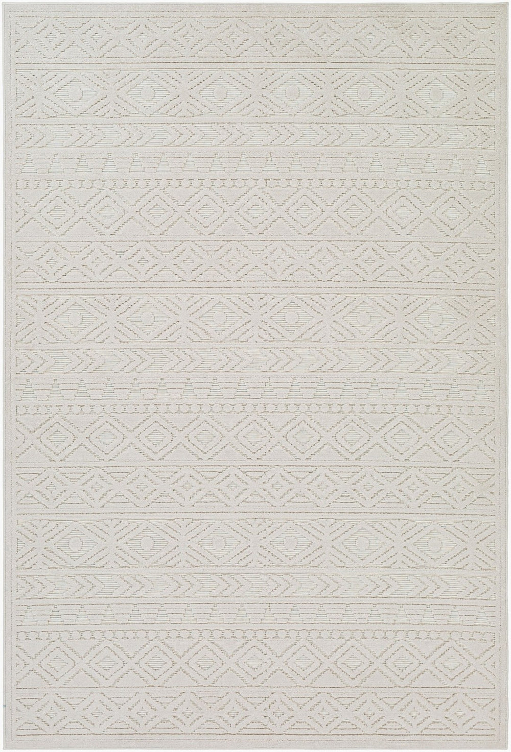 Livabliss Greenwich Bohemian Global Pattern Polypropylene Area Rug Low Pile Living Room Accent Beige 5'1" x 7'3" GWC2305-5373