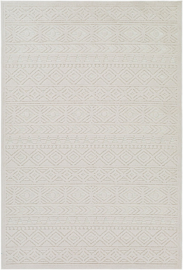 Livabliss Greenwich Bohemian Global Pattern Polypropylene Area Rug Low Pile Living Room Accent Beige 5'1" x 7'3" GWC2305-5373