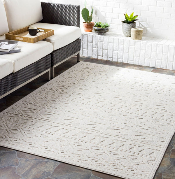 Livabliss Greenwich Bohemian Global Pattern Polypropylene Area Rug Low Pile Living Room Accent Beige 5'1" x 7'3" GWC2305-5373