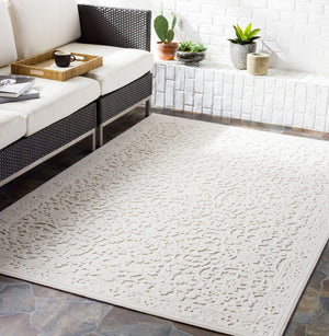 Livabliss Greenwich Traditional Polypropylene Woven Rug for Entryways Patios and High Traffic Spaces Beige, Charcoal 7'9" x 10' GWC2310-71010