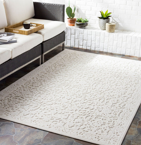 Livabliss Greenwich Traditional Polypropylene Woven Rug for Entryways Patios and High Traffic Spaces Beige, Charcoal 7'9" x 10' GWC2310-71010