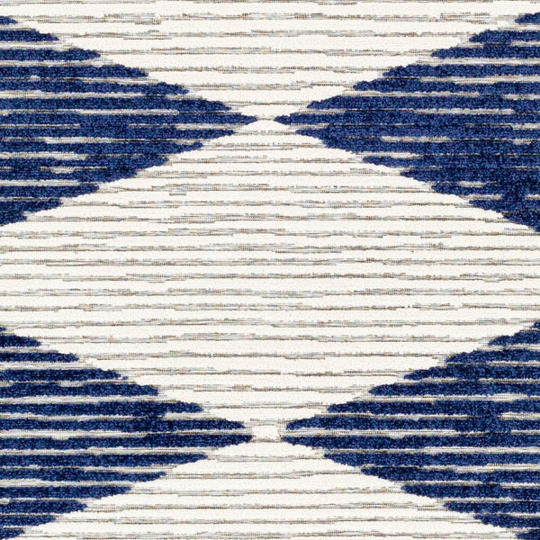 Livabliss Greenwich Bohemian Global Polypropylene Area Rug Low Pile Indoor Outdoor Living Room Ink Blue, White 5'1" x 7'3" GWC2324-5373