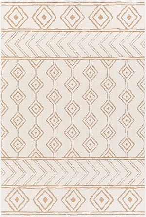 Livabliss Greenwich Bohemian Global Polypropylene Area Rug Woven in Turkey for Indoor Outdoor Living White, Tan 5'1" x 7'3" GWC2327-5373