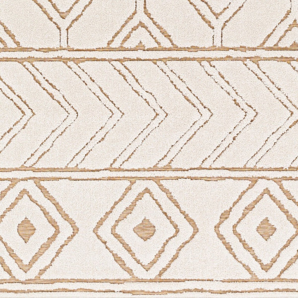 Livabliss Greenwich Bohemian Global Polypropylene Area Rug Woven in Turkey for Indoor Outdoor Living White, Tan 5'1" x 7'3" GWC2327-5373
