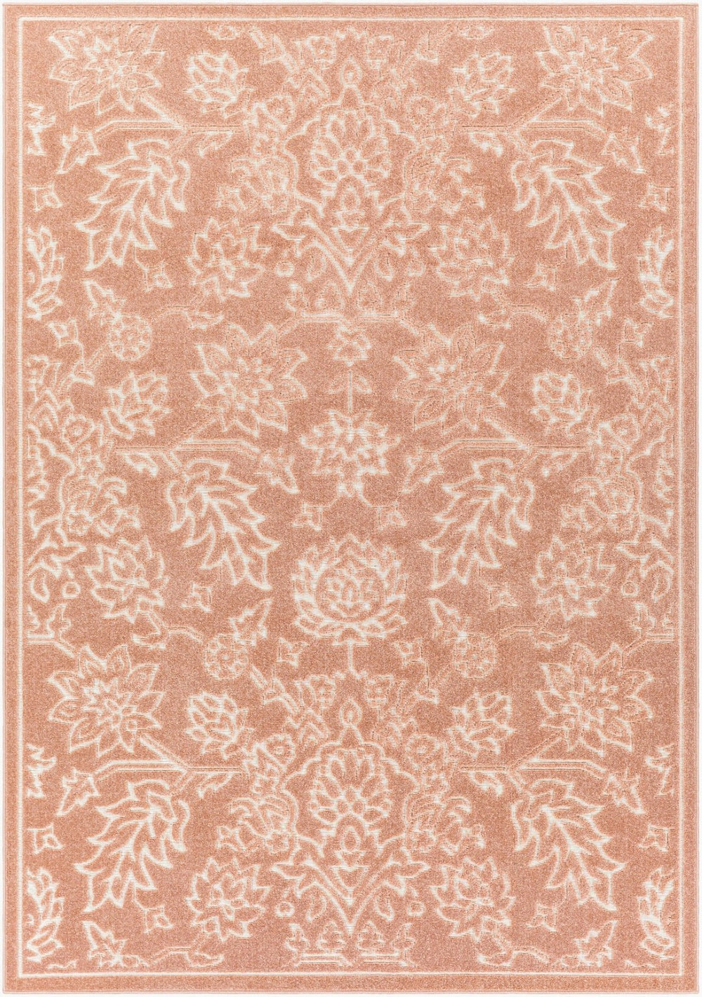 Livabliss Greenwich Machine Woven Polypropylene Rug Traditional Geometric Pattern for Entryways Dusty Pink, Cre 6'5" x 9' GWC2336-679