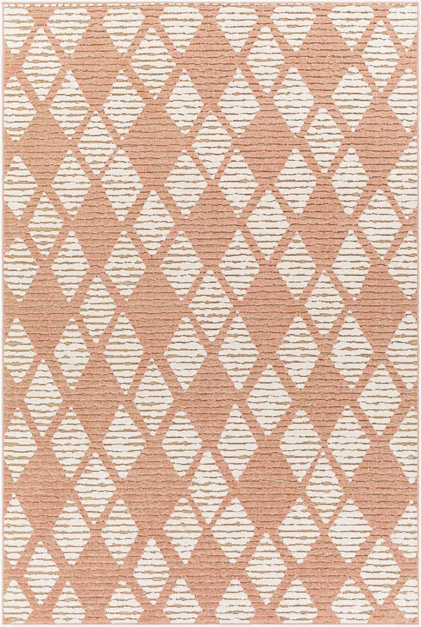 Livabliss Greenwich Global Bohemian Polypropylene Accent Rug for Entryways Kitchens and Patios Dusty Pink, Whi 6'5" x 9' GWC2339-679