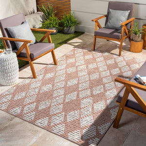 Livabliss Greenwich Global Bohemian Polypropylene Accent Rug for Entryways Kitchens and Patios Dusty Pink, Whi 6'5" x 9' GWC2339-679