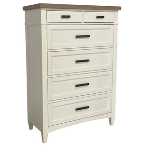 Parker House Americana Modern Bedroom 6 Drawer Chest Cotton Poplar Solids / Birch Veneers with Oak Top BAME#41405-COT