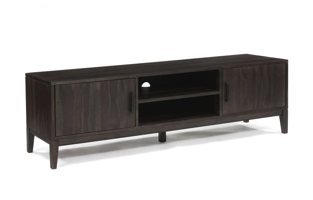 Porter Designs Porter Fall River Solid Sheesham Wood Tv Stand - Contemporary Chic Design In Black Walnut Finish Gray Wood 06-117-03-4421