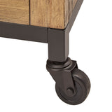 Homelegance By Top-Line Millie Square Storage Trunk Coffee Table with Iron Casters Oak MDF