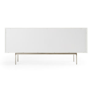 VIG Furniture Gwen High-Gloss White Buffet With Rose Petal Front, Soft-Close Doors & Stainless Legs For Glam Spaces VGVCG2007-BUF-WHT