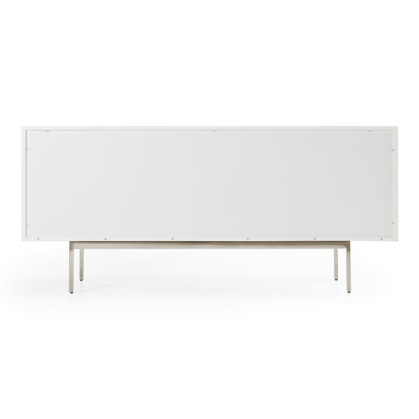 VIG Furniture Gwen High-Gloss White Buffet With Rose Petal Front, Soft-Close Doors & Stainless Legs For Glam Spaces VGVCG2007-BUF-WHT